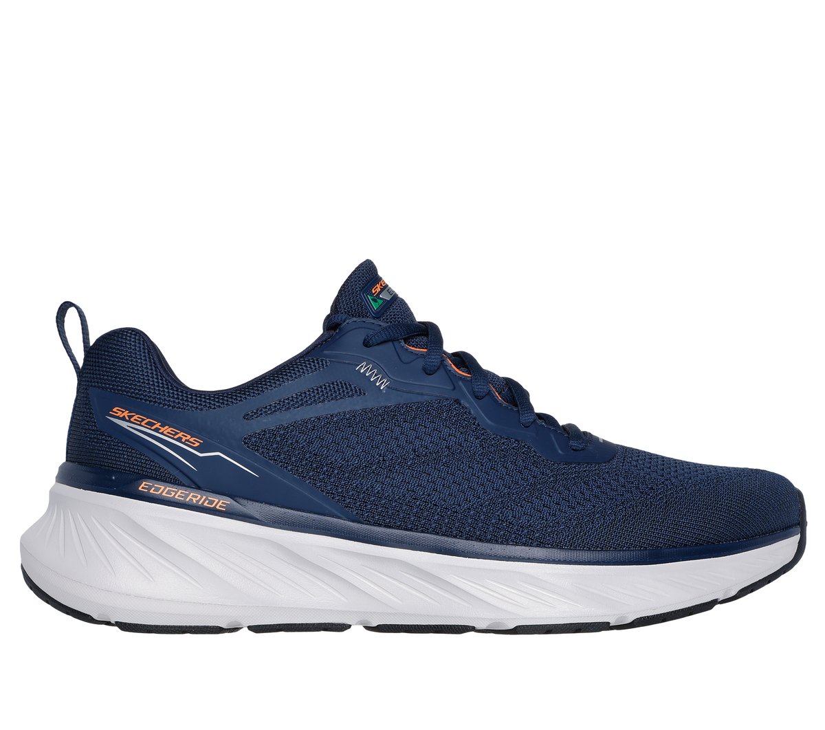 Skechers Relaxed Fit: Edgeride - Exxo Sneaker in Blau/Orange, Größe 43, Vegan, in der Maschine waschbar