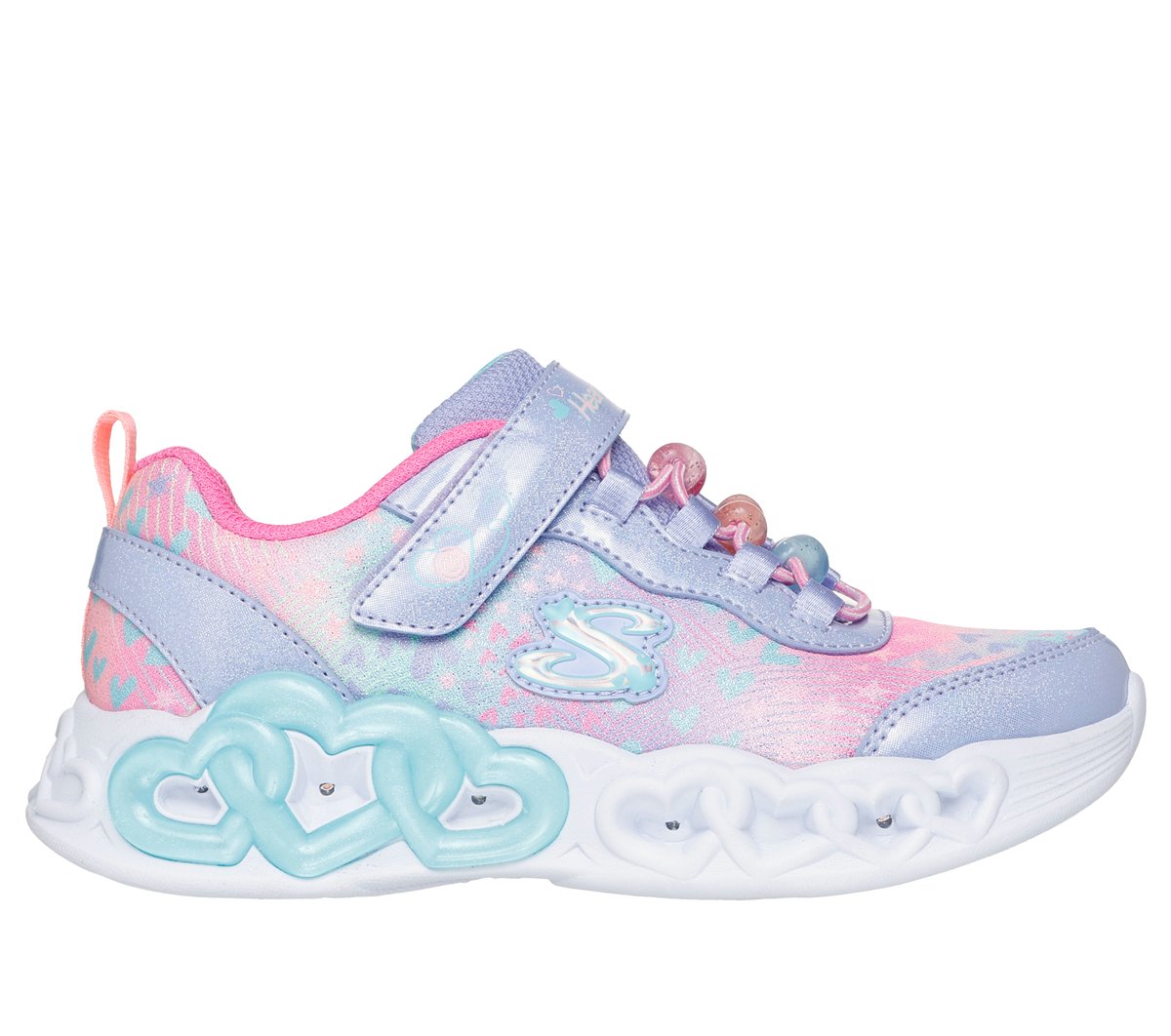 Skechers Girls Infinite Heart Lights - Heart Jewels Sneaker in Lavender - 303261L
