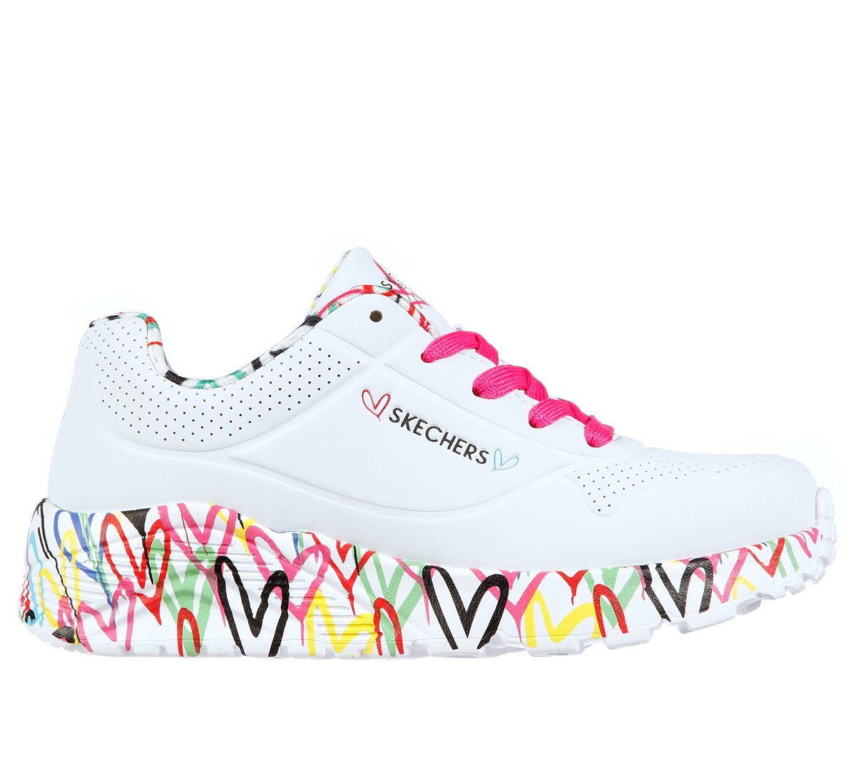 Skechers Mädchen x JGoldcrown: Uno Lite - Lovely Luv Sneaker in Weiss, Größe 29