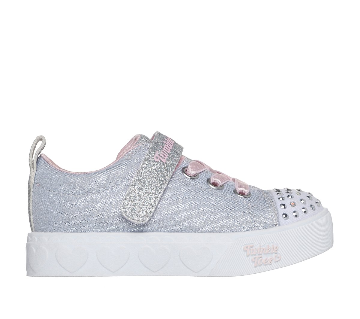 Skechers Dziewczęce Twinkle Toes: Heart Steps - Shimmer Sweetie w Szary/Rozowy, Rozmiar 25 Sneakersy