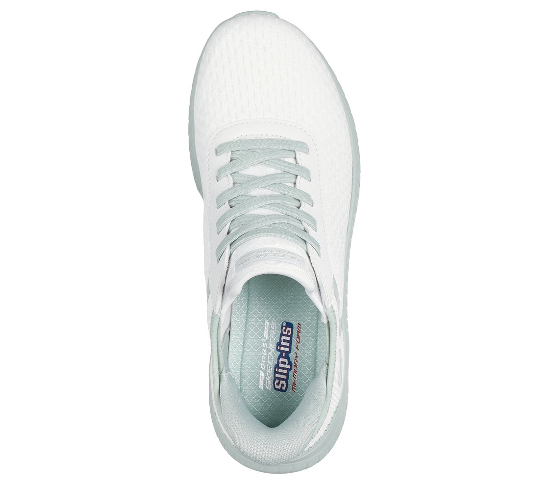 BOBS SQUAD CHAOS - STROKE OF LUCK, WHITE/GREEN Footwear Top View