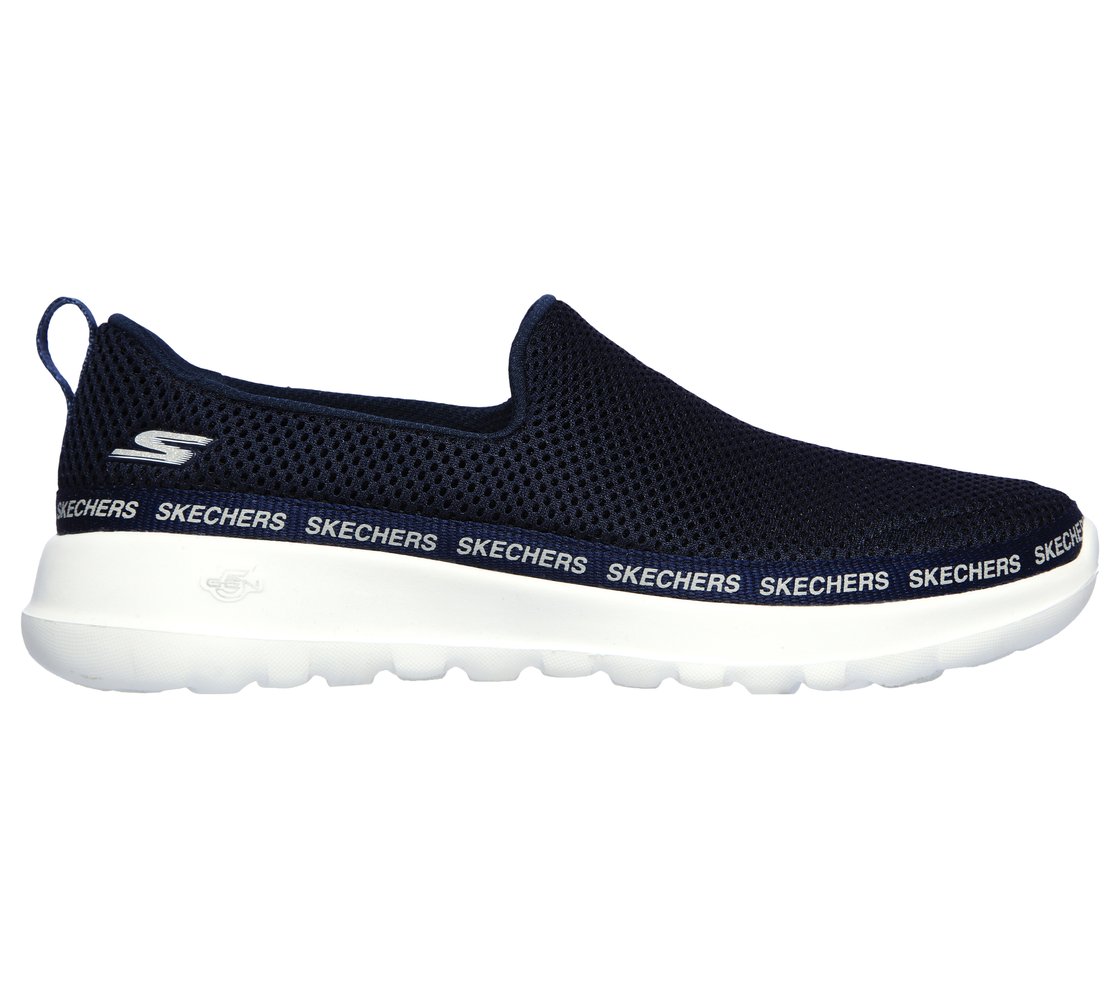 GO WALK JOY- POPULAR, NAVY/WHITE Footwear Lateral View