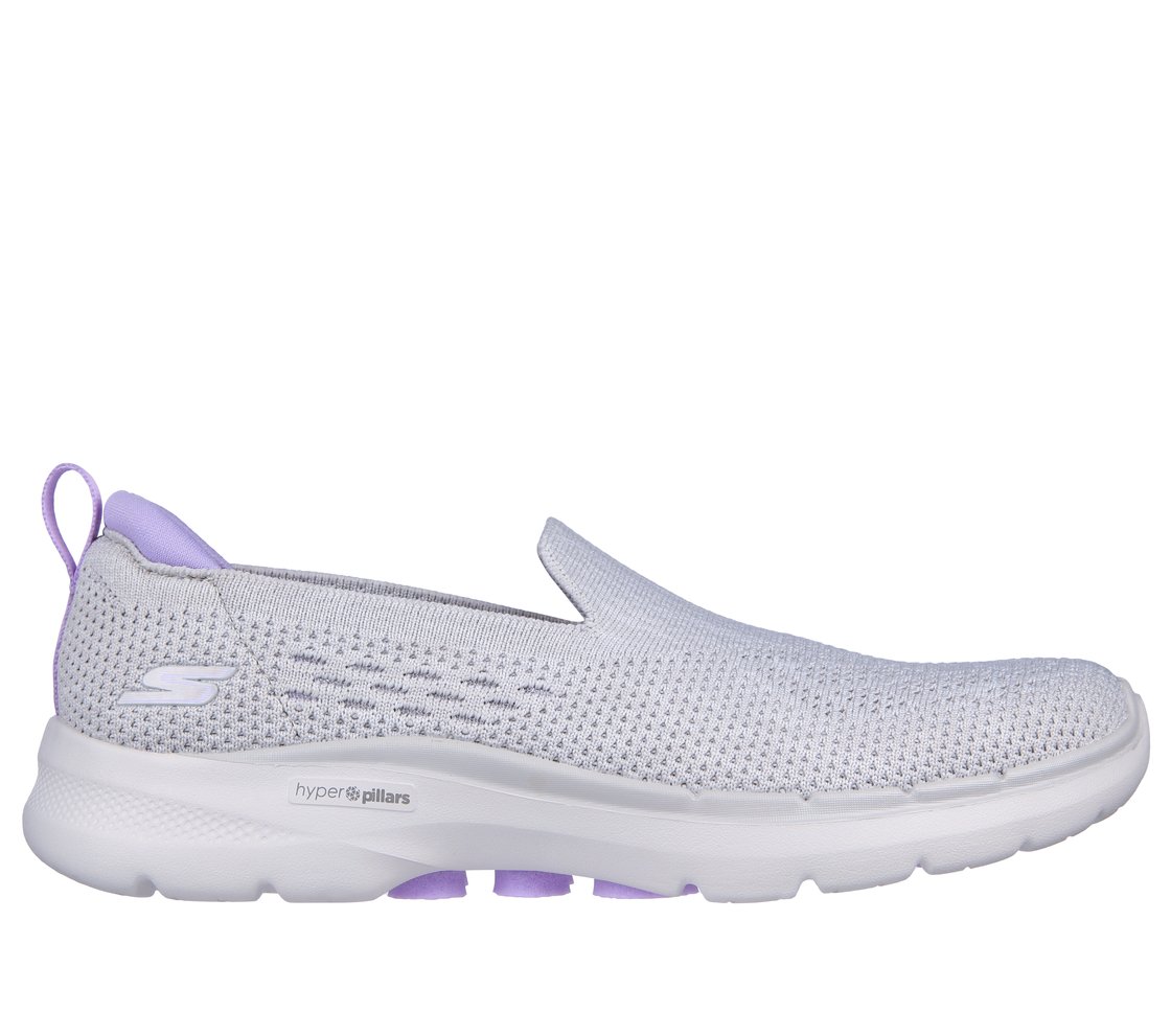 GO WALK 6 - VALERIE, GREY/LAVENDER Footwear Lateral View