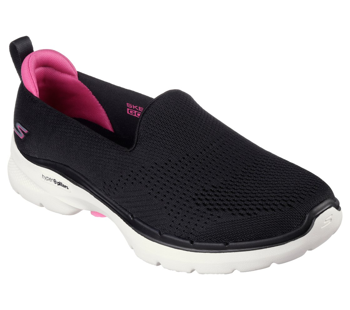 GO WALK 6 - OCEAN SPLASH, BLACK/HOT PINK Footwear Right View