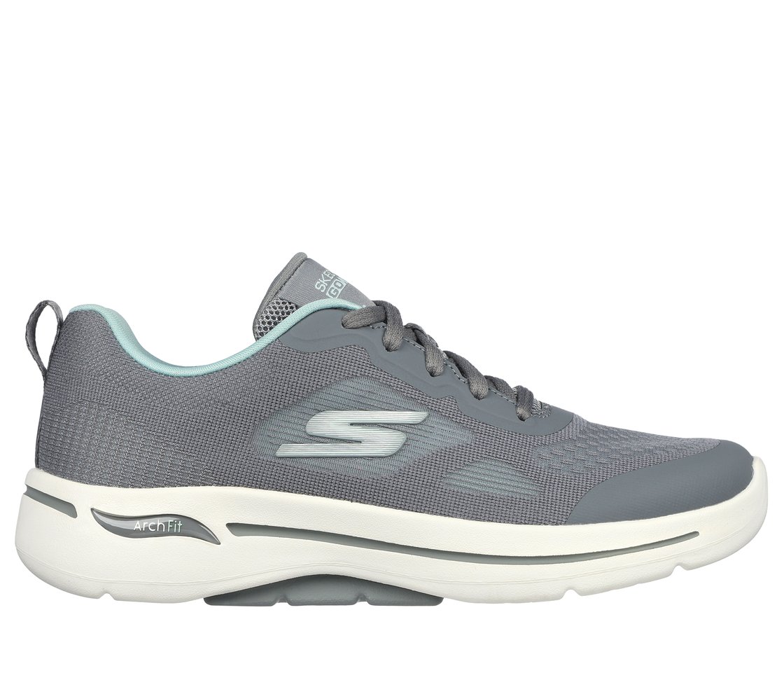 GO WALK ARCH FIT, GREY/AQUA Footwear Lateral View