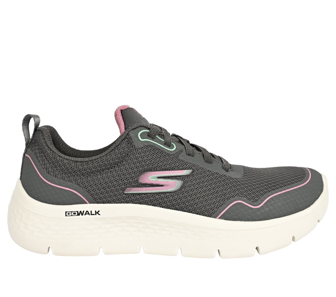 GO WALK FLEX, CHARCOAL/PURPLE Footwear Lateral View
