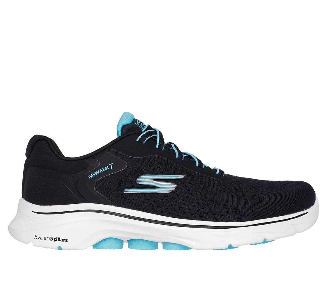 GO WALK 7 - COSMIC WAVES, BLACK/TURQUOISE Footwear Lateral View