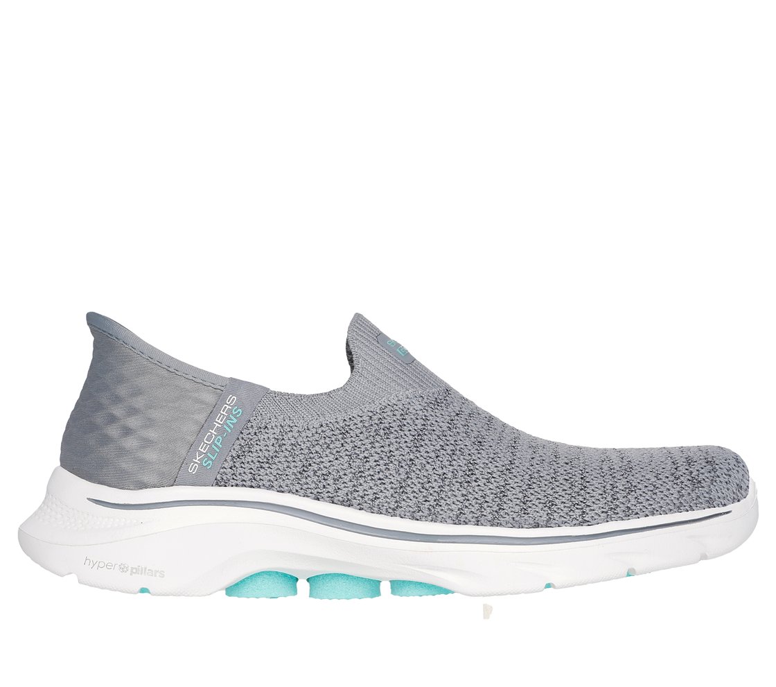 SKECHERS SLIP-INS: GO WALK 7 - SPRINGTIME, GRAY Footwear Lateral View