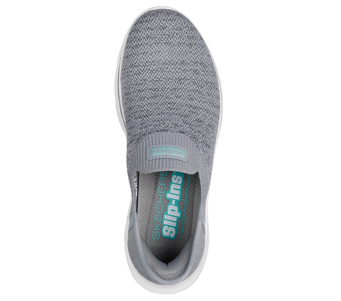 SKECHERS SLIP-INS: GO WALK 7 - SPRINGTIME, GRAY Footwear Top View
