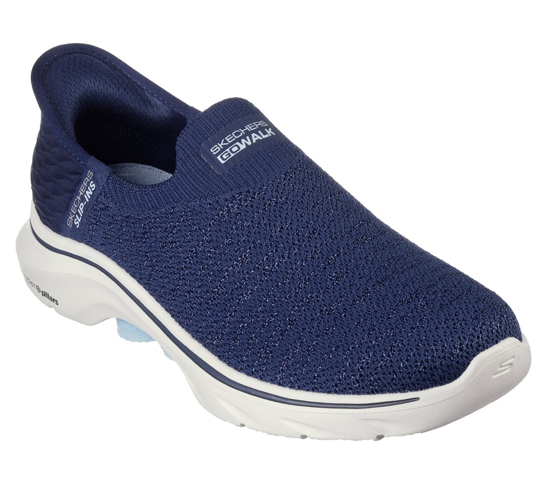 SKECHERS SLIP-INS: GO WALK 7 - SPRINGTIME, NAVY Footwear Top View