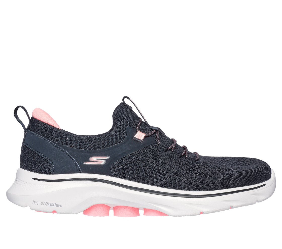 GO WALK 7 - ABIE, BLACK/HOT PINK Footwear Lateral View