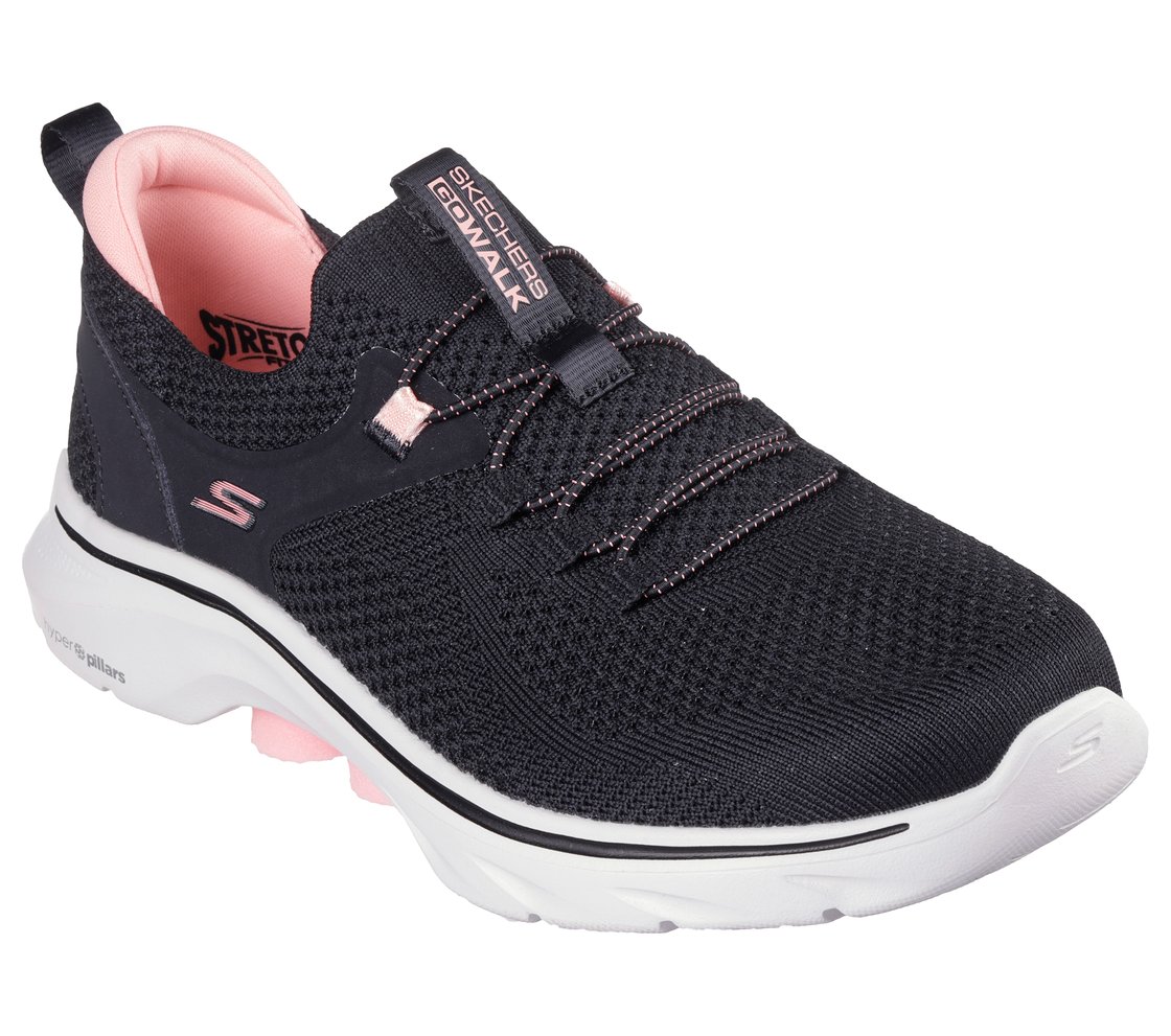 GO WALK 7 - ABIE, BLACK/HOT PINK Footwear Top View