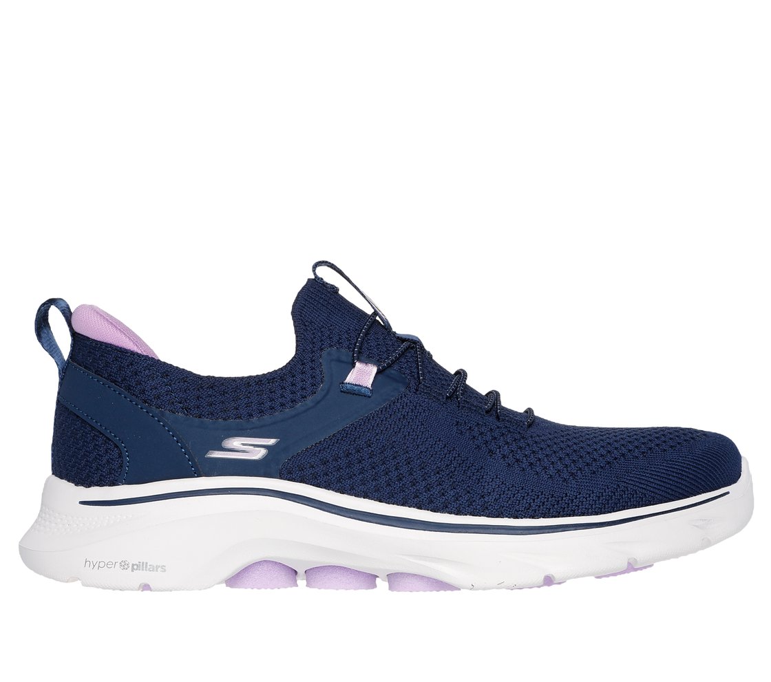 GO WALK 7 - ABIE, NAVY/LAVENDER Footwear Lateral View