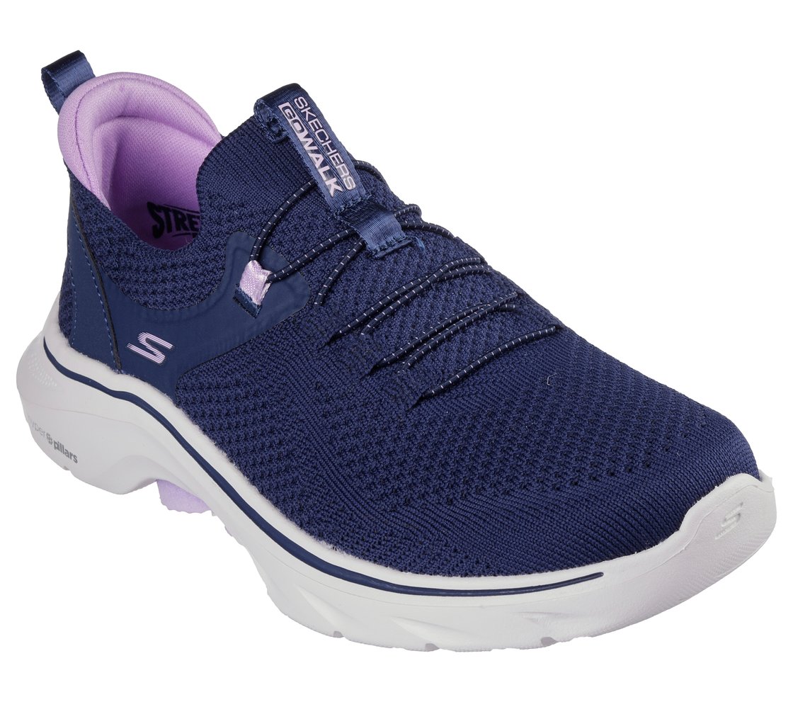 GO WALK 7 - ABIE, NAVY/LAVENDER Footwear Right View