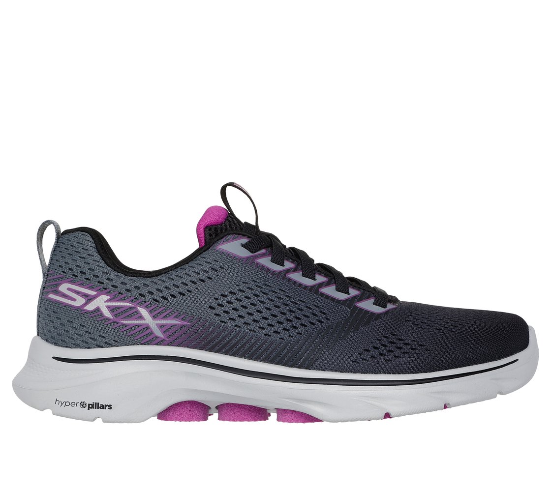 GO WALK 7 - HAILEY, BLACK/PURPLE Footwear Lateral View