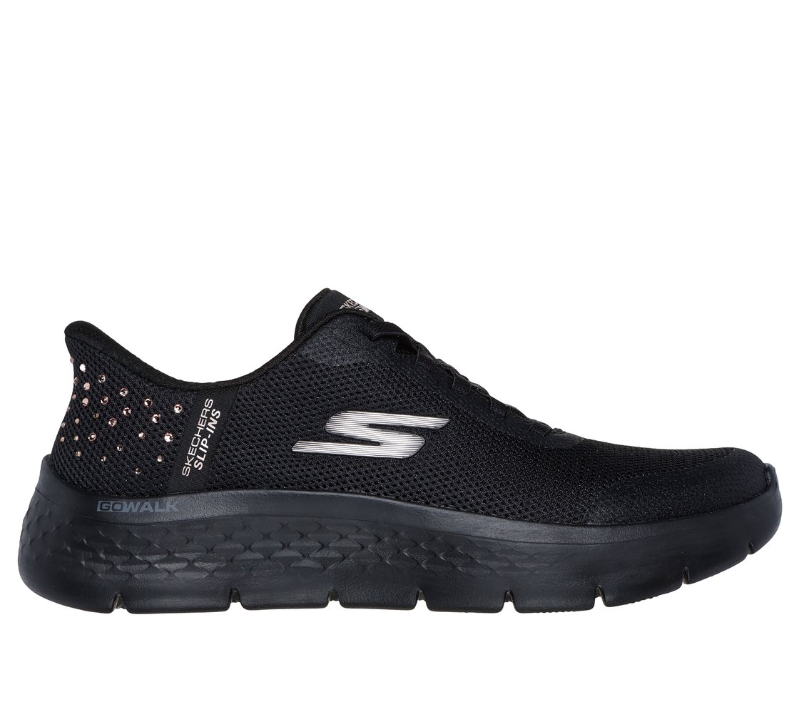 GO WALK FLEX - KRYSTA, BLACK/ROSE GOLD Footwear Lateral View