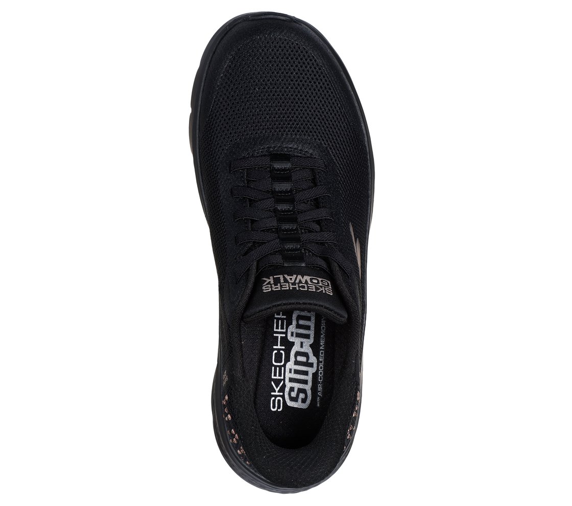 GO WALK FLEX - KRYSTA, BLACK/ROSE GOLD Footwear Top View