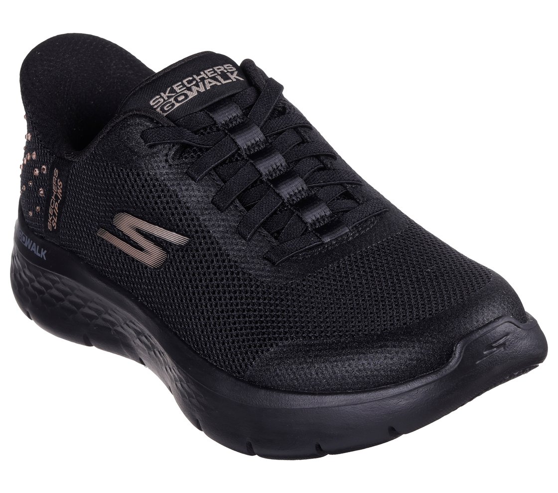 GO WALK FLEX - KRYSTA, BLACK/ROSE GOLD Footwear Right View