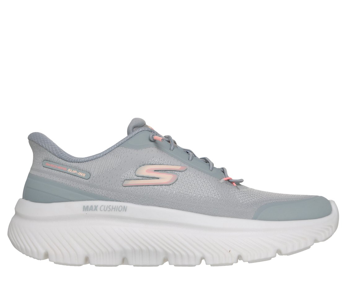 GO WALK MAX CUSHIONING HYPER, GRAY/PINK Footwear Lateral View