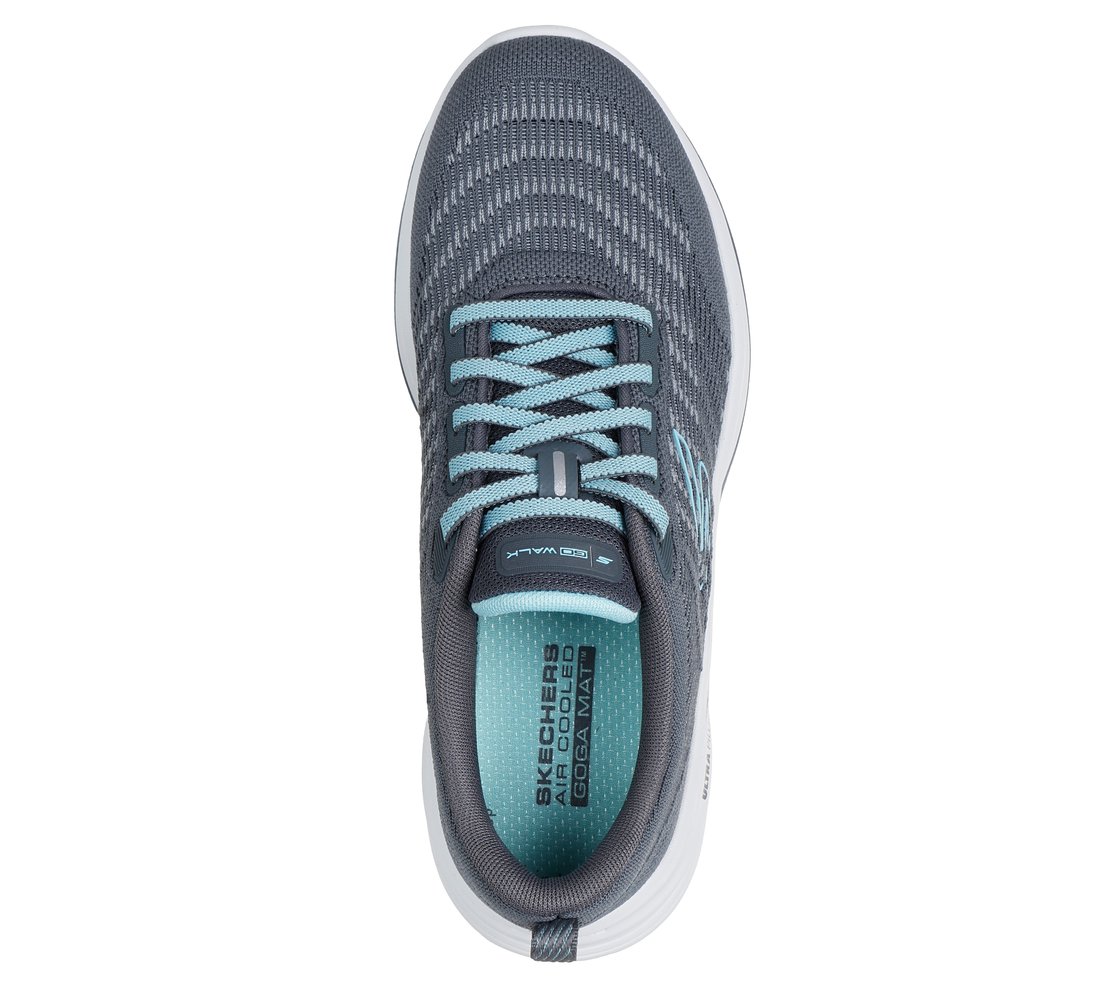 GO WALK 8 - BRITT, CHAR/TURQ Footwear Top View