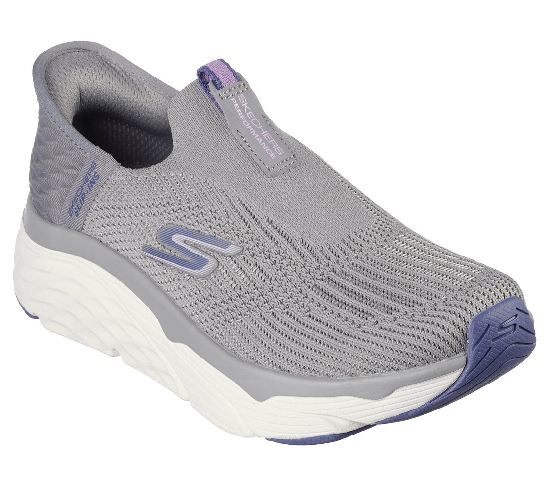 SKECHERS SLIP-INS: MAX CUSHIONING - SMOOTH, CHARCOAL/BLUE Footwear Right View