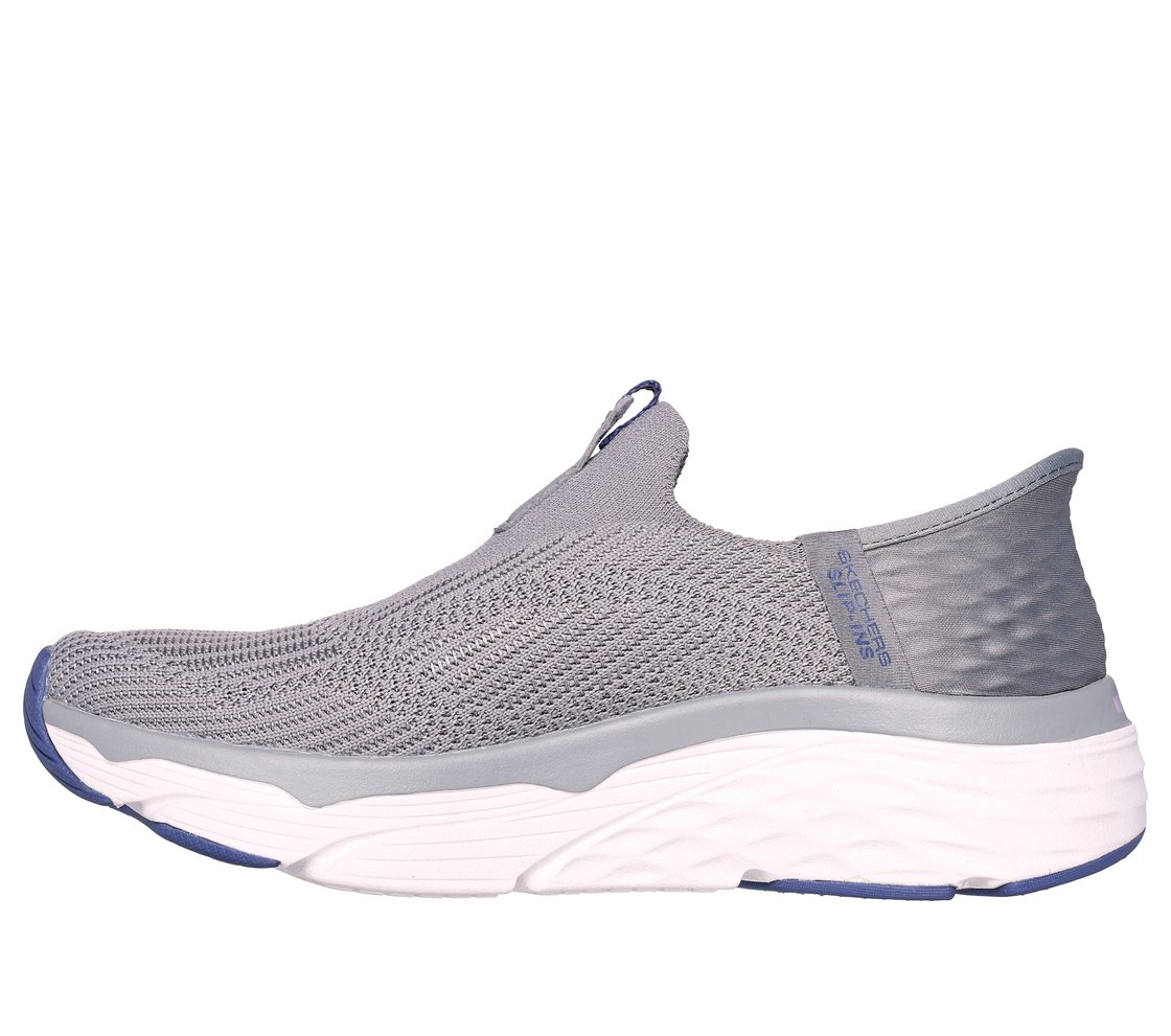 SKECHERS SLIP-INS: MAX CUSHIONING - SMOOTH, CHARCOAL/BLUE Footwear Left View