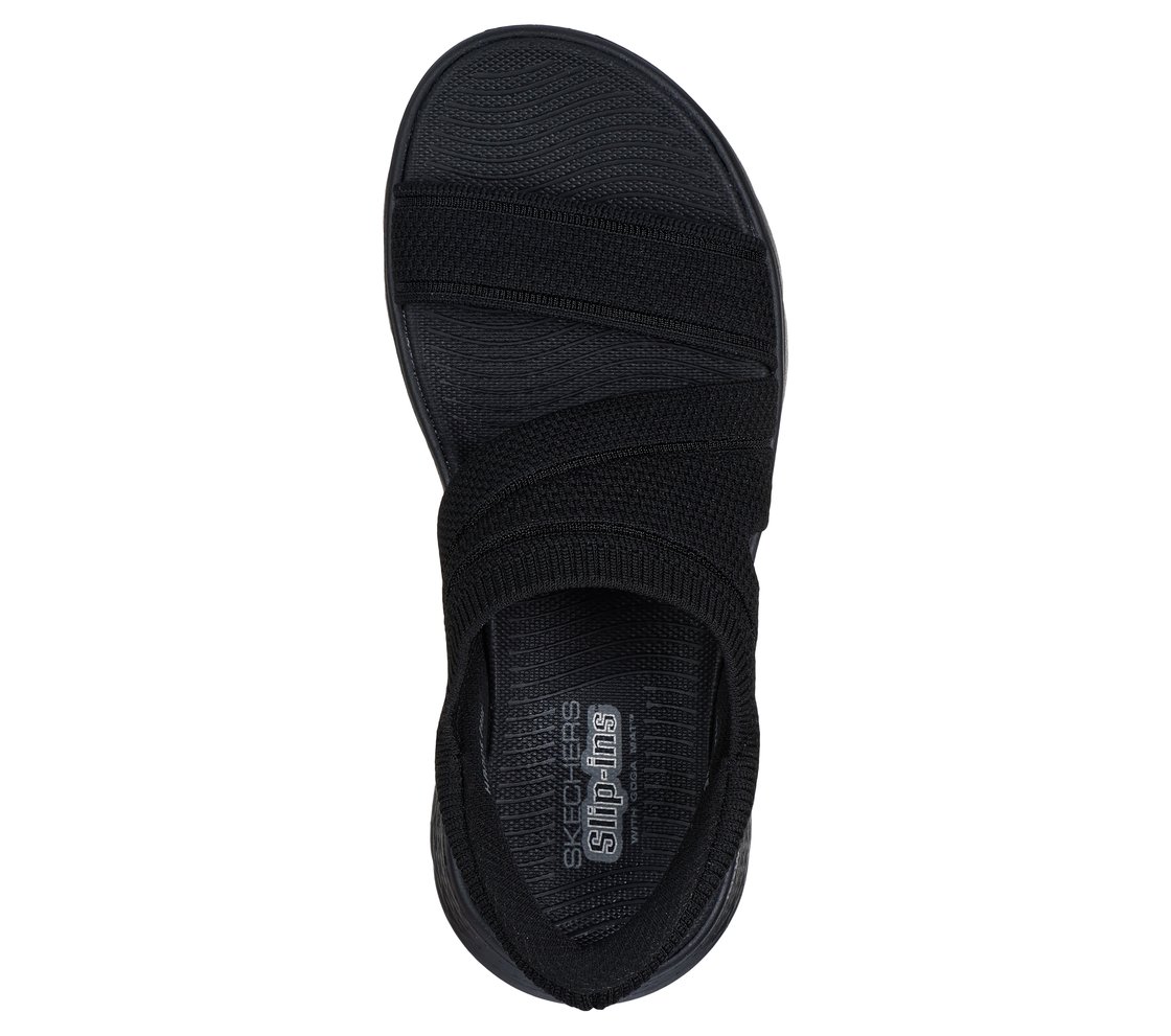 GO WALK FLEX SANDAL - ENTICING, BLACK Footwear Top View