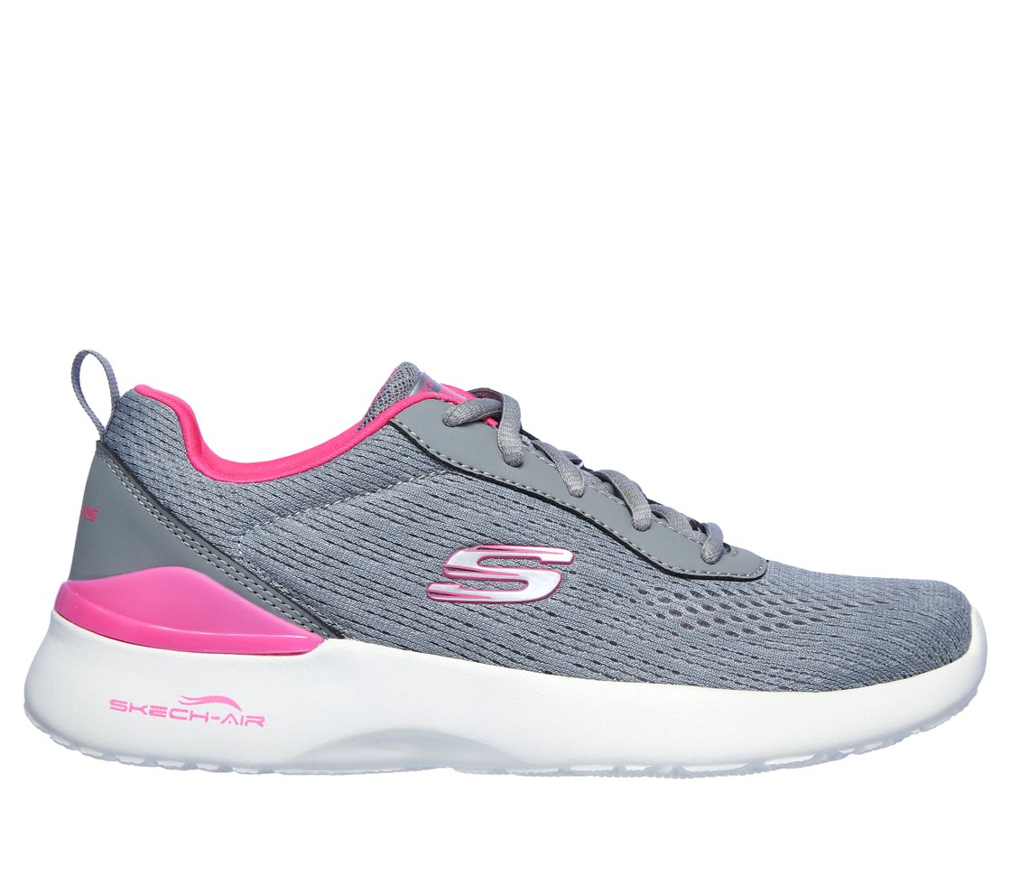 SKECH-AIR DYNAMIGHT-TOP PRIZE, GREY/HOT PINK Footwear Lateral View