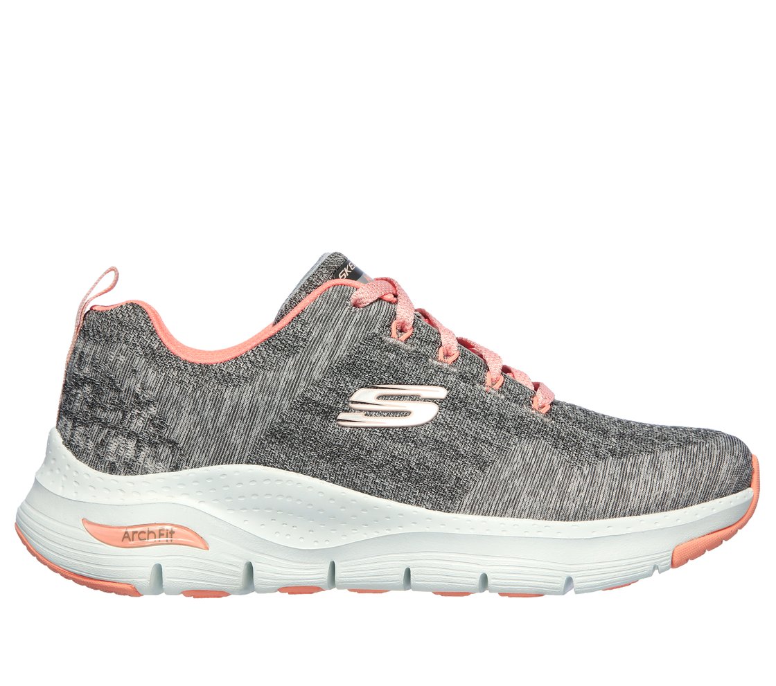 ARCH FIT-COMFY WAVE, GREY/PINK Footwear Lateral View
