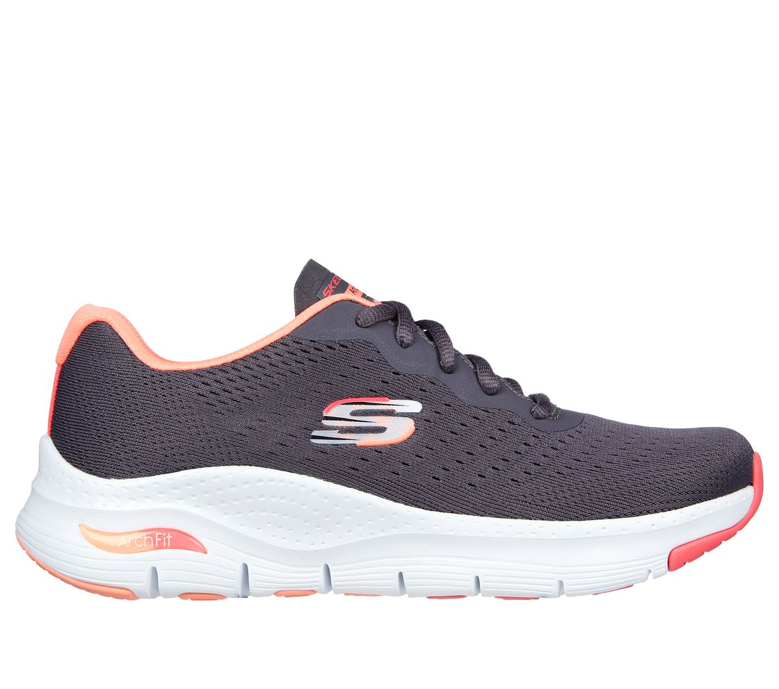 ARCH FIT-INFINITY COOL, CHARCOAL/CORAL Footwear Lateral View