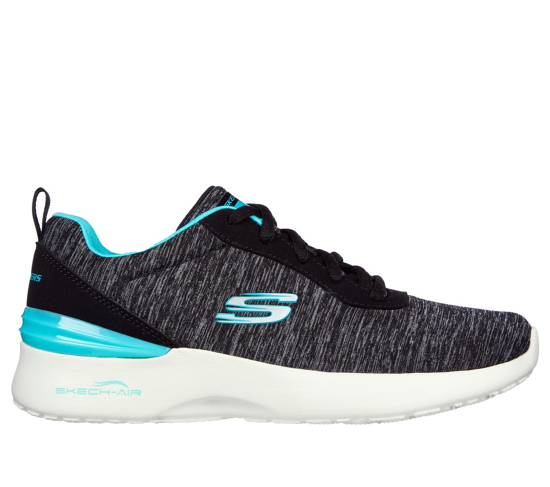 SKECH-AIR DYNAMIGHT-PURE SERE, BLACK/AQUA Footwear Lateral View