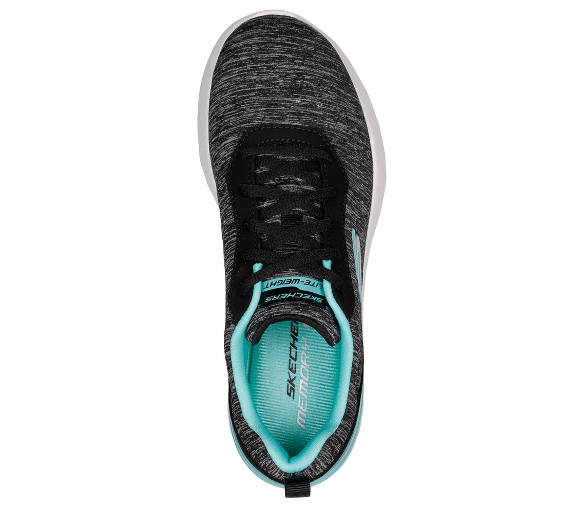 SKECH-AIR DYNAMIGHT-PURE SERE, BLACK/AQUA Footwear Top View