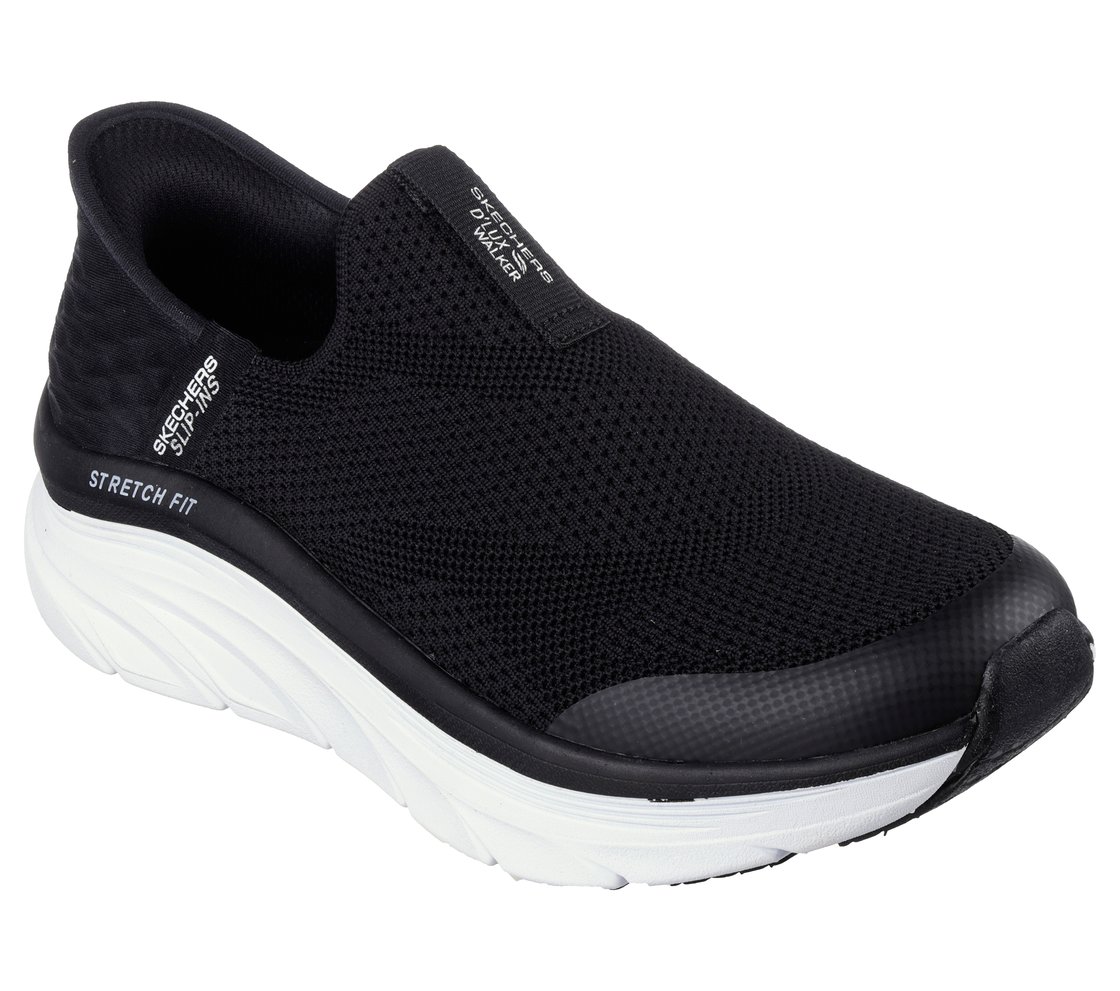 Skechers Slip-ins Relaxed Fit&reg;: D'Lux Walker - Homebound, BLACK/WHITE Footwear Lateral View