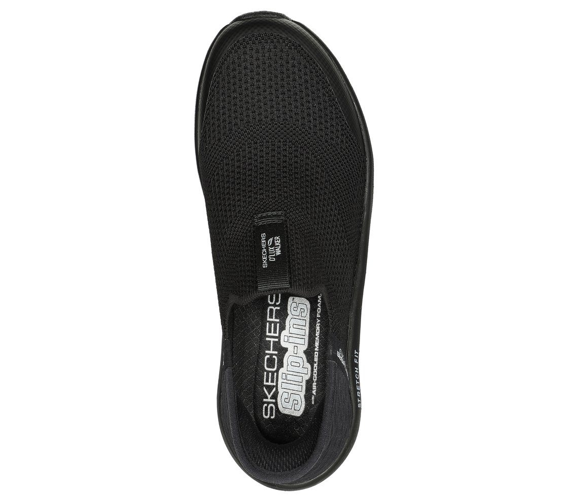 Skechers Slip-ins Relaxed Fit&reg;: D'Lux Walker - Homebound, BLACK/WHITE Footwear Top View