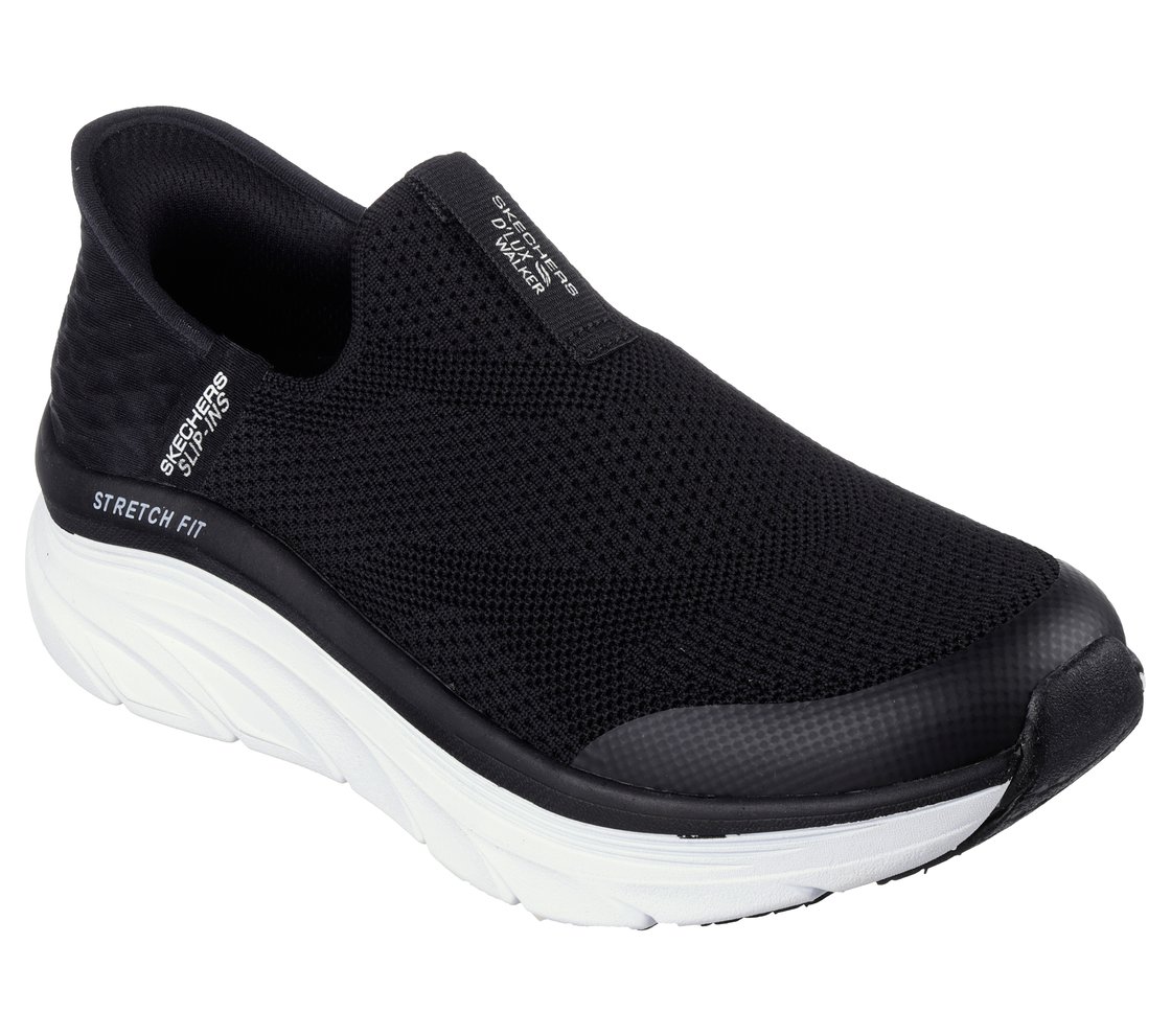 Skechers Slip-ins Relaxed Fit&reg;: D'Lux Walker - Homebound, BLACK/WHITE Footwear Right View