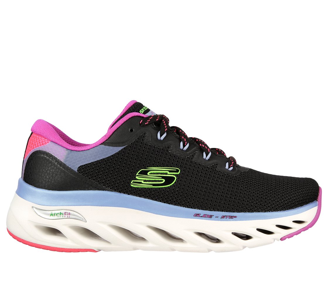 ARCH FIT GLIDE-STEP-HIGHLIGHT, BLACK/MULTI Footwear Lateral View