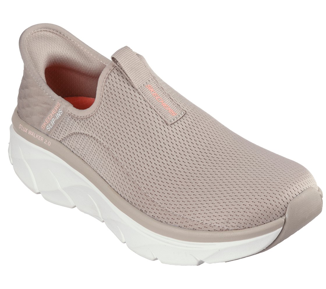 SKECHERS SLIP-INS RF: D'LUX WALKER 2.0- Happy Step, TAUPE/CORAL