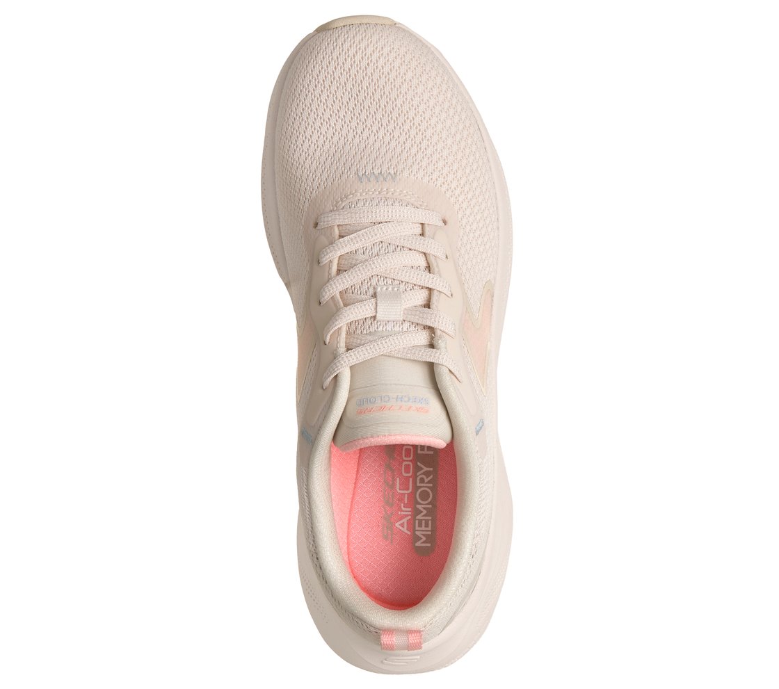 SKECH CLOUD-SMOOTH WAVE, NATURAL/PINK Footwear Top View