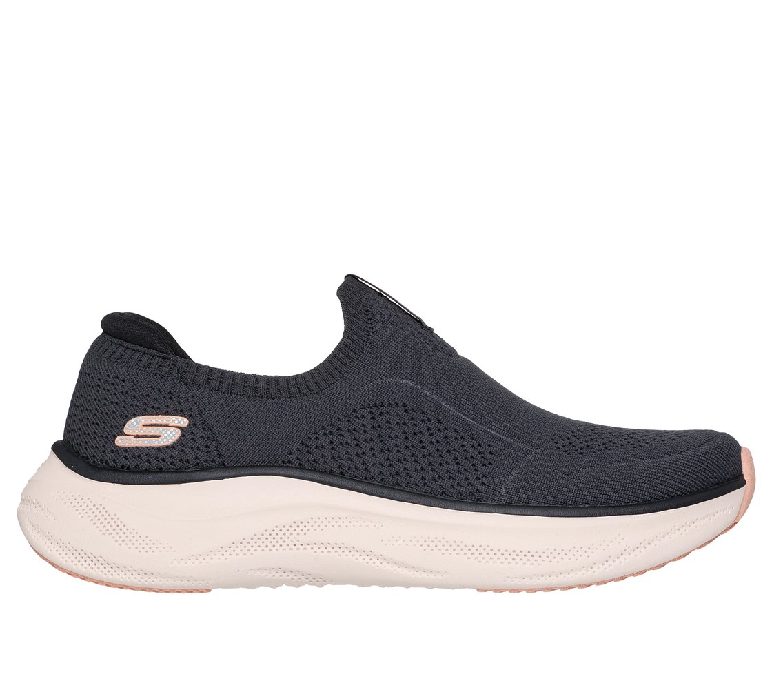 SKECH CLOUD - SOFT SERENITY, BLACK/CORAL Footwear Lateral View