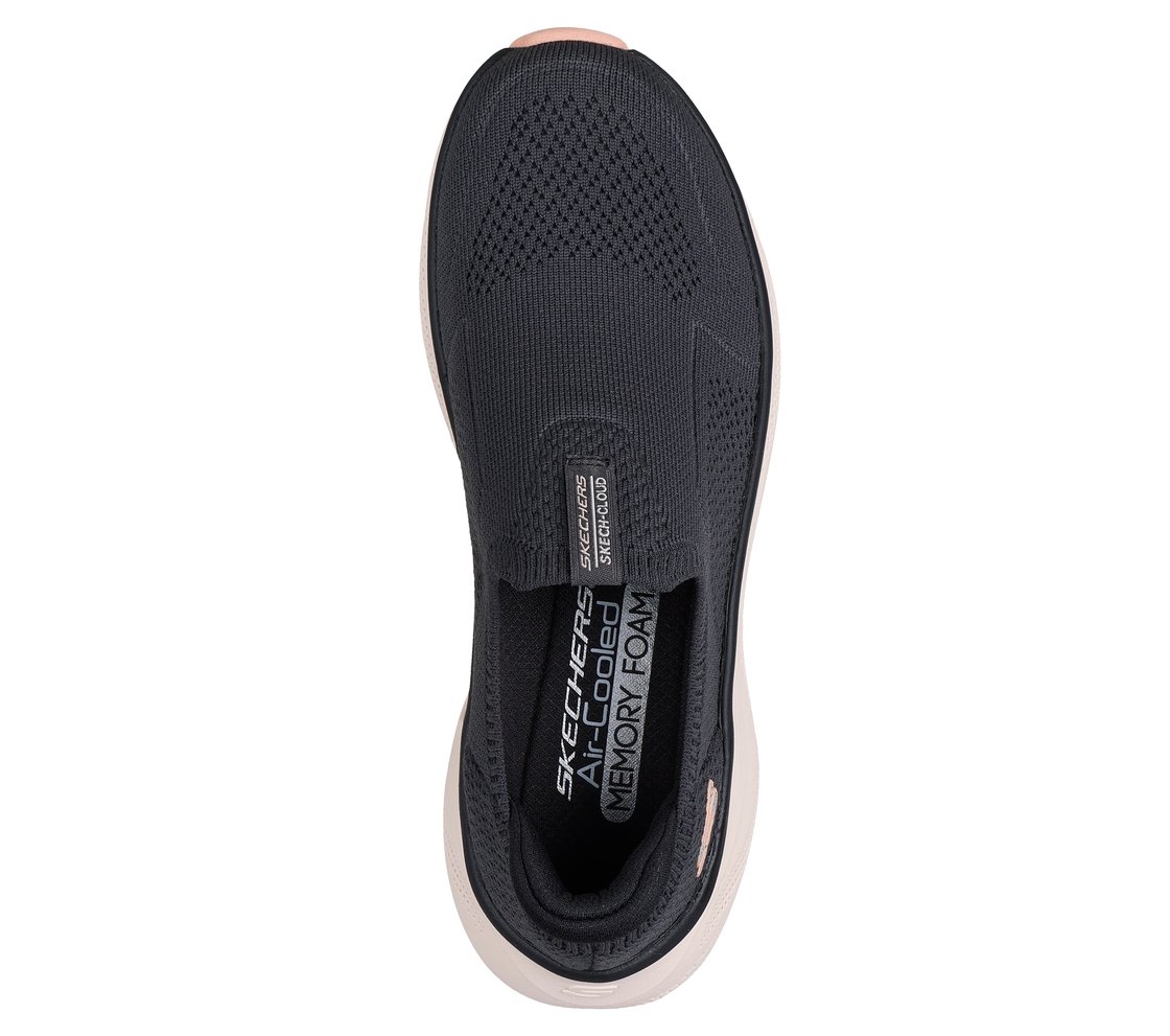 SKECH CLOUD - SOFT SERENITY, BLACK/CORAL Footwear Top View