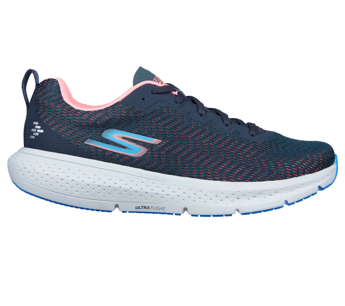 GO RUN SUPERSONIC, CHARCOAL/PINK Footwear Lateral View