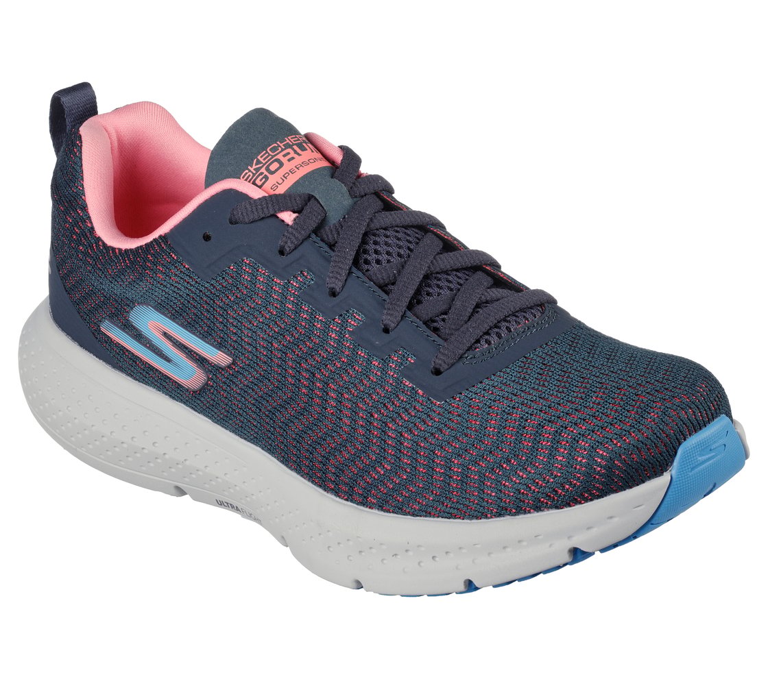 GO RUN SUPERSONIC, CHARCOAL/PINK Footwear Right View