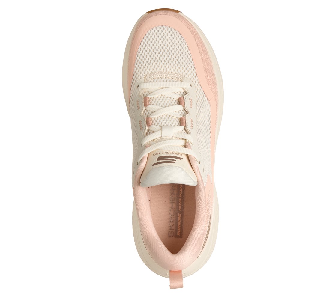 GO RUN SUPERSONIC MAX, OFF WHITE/PINK Footwear Top View