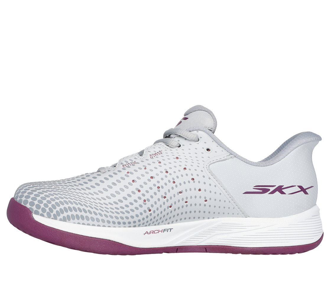 SKECHERS VIPER COURT RELOAD, GREY/PURPLE Footwear Left View