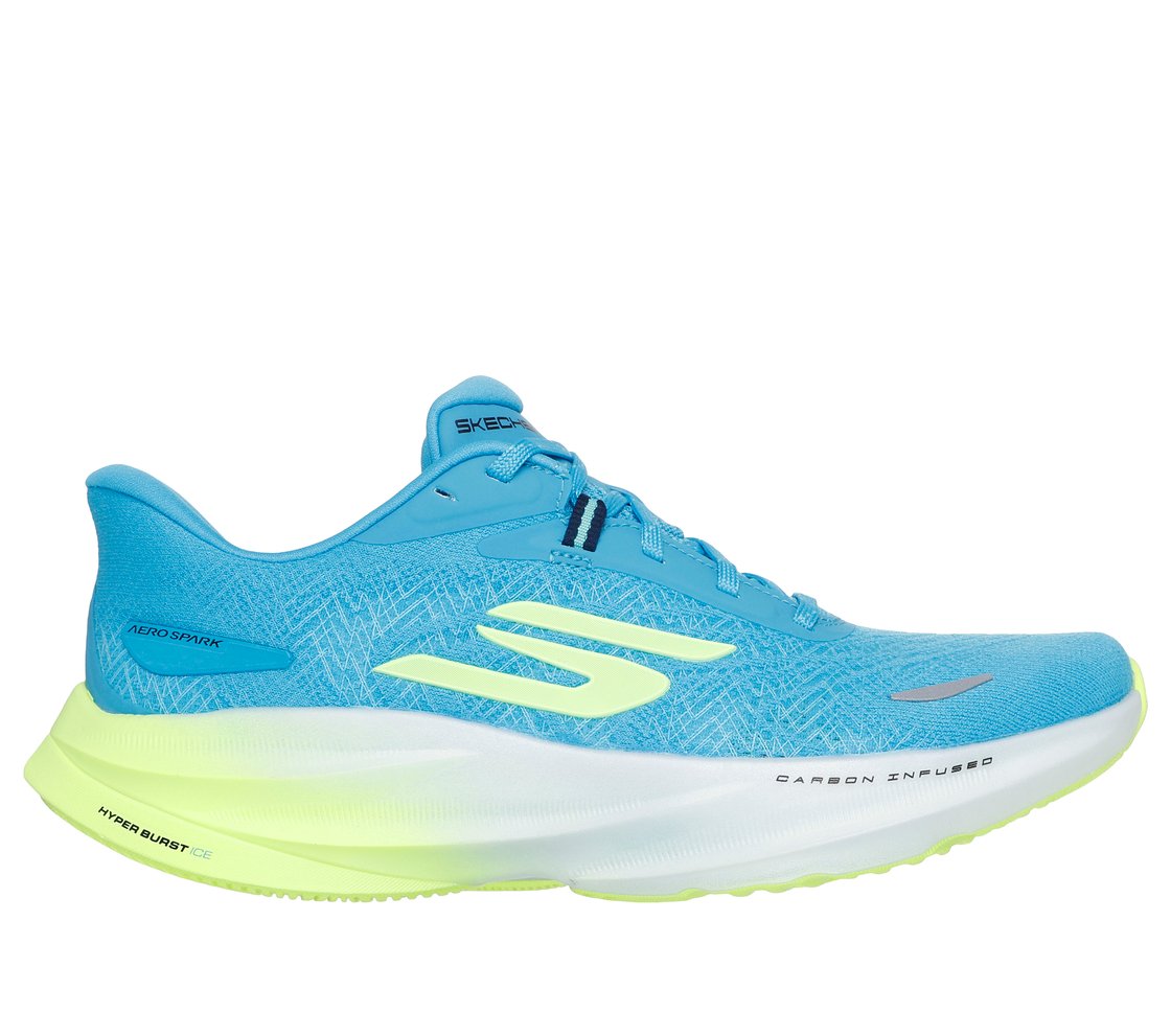 SKECHERS AERO SPARK, BLUE/LIME Footwear Lateral View
