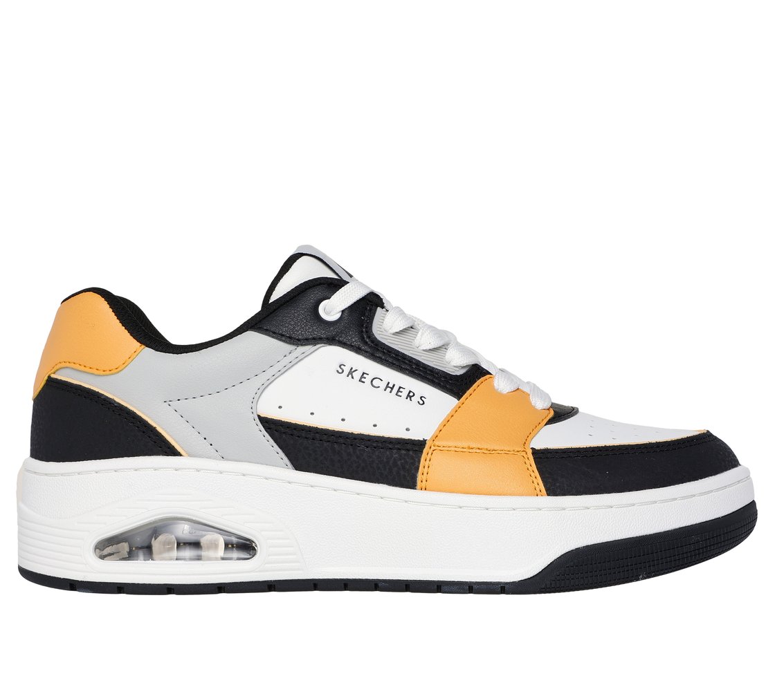UNO COURT - LOW-POST, WHITE/BLACK/YELLOW Footwear Lateral View