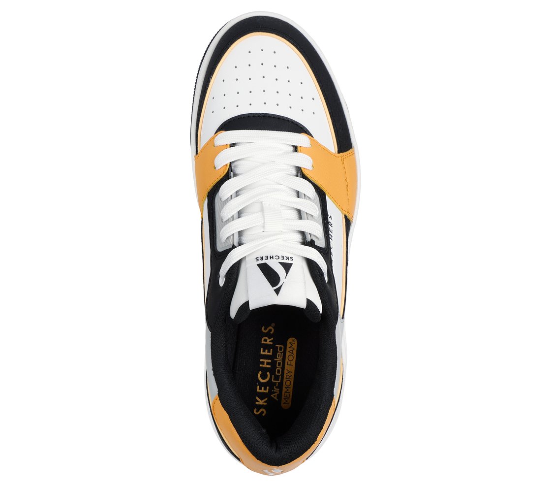 UNO COURT - LOW-POST, WHITE/BLACK/YELLOW Footwear Top View