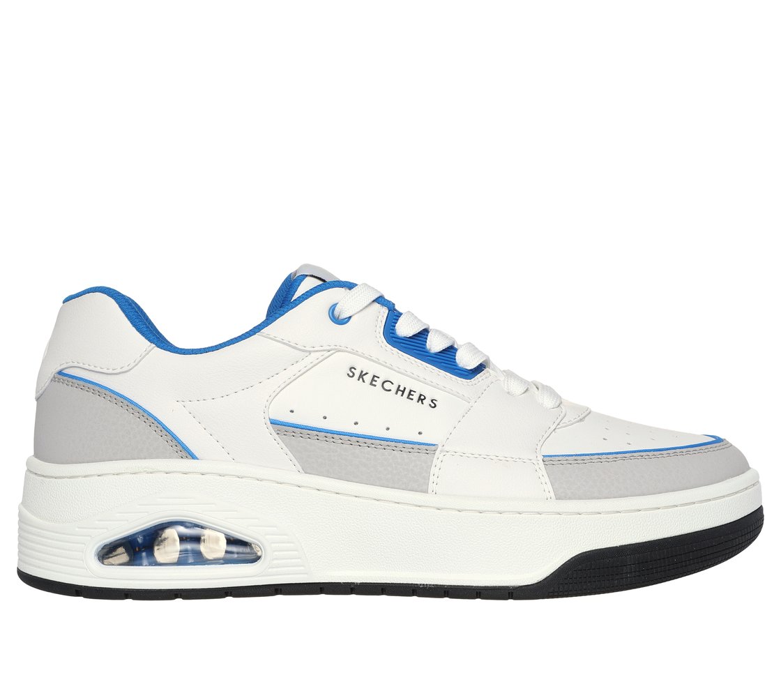 UNO COURT - LOW-POST, WHITE/BLUE Footwear Lateral View