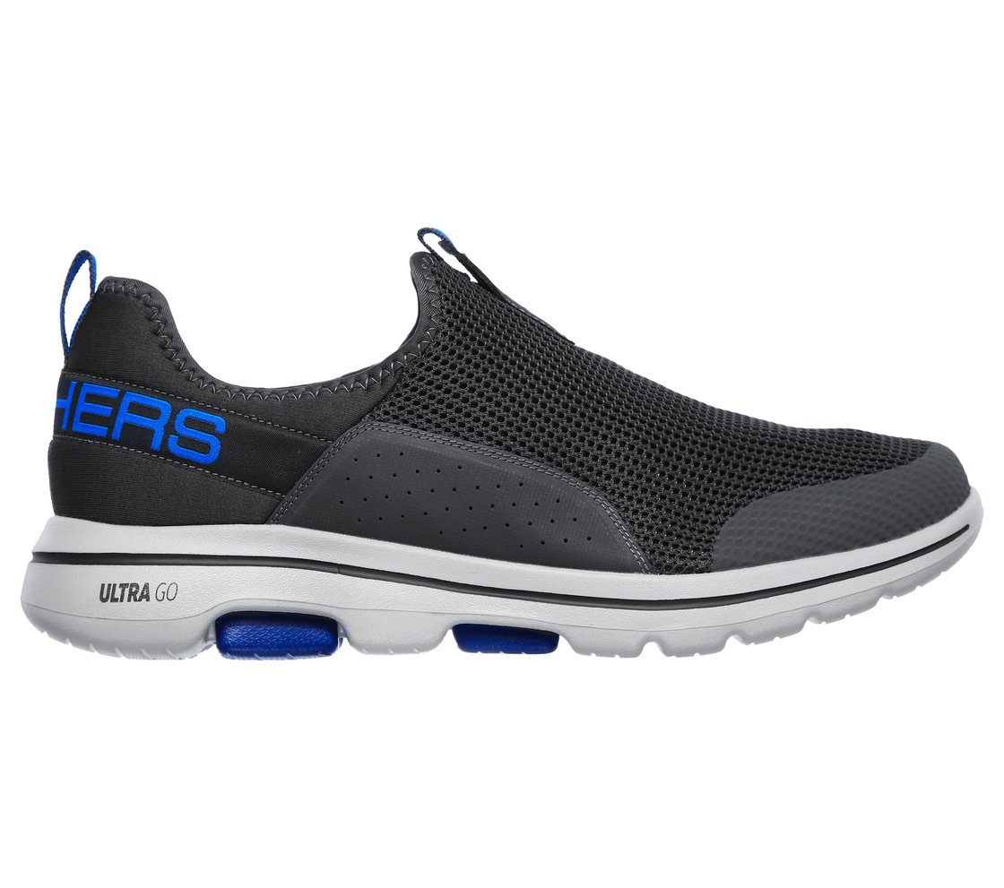 GO WALK 5 - DOWNDRAFT, CHARCOAL/BLUE Footwear Lateral View