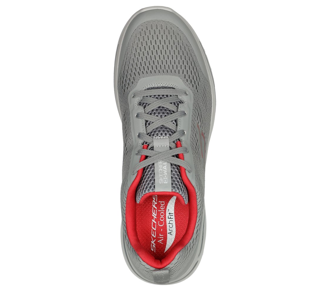 GO WALK ARCH FIT-IDYLLIC, LIGHT GREY/RED Footwear Top View